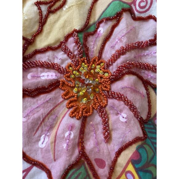 VTG Dolce Apparel Beaded Embroidered Skirt Midi Boho Floral Fairy Resort Y2K M-L - Picture 4 of 16